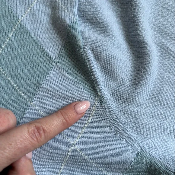 Lacoste Argyle Sweater in Light Blue and Green - Picture 8 of 10